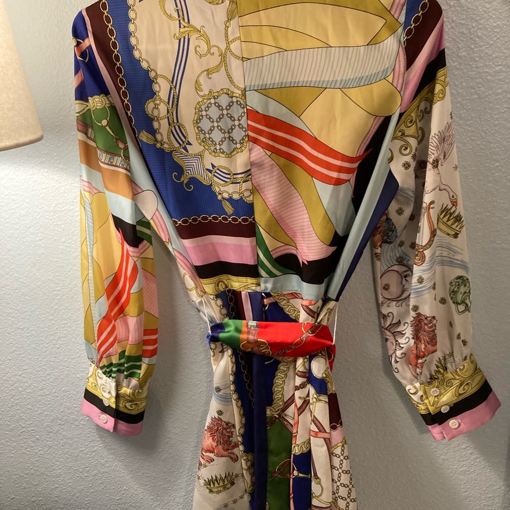 EUC Zara Gorgeous Print Tie Waist Dress - Picture 3 of 7